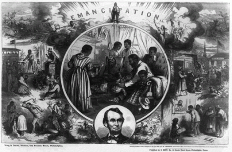 Commemorative version of the illustration created after Lincoln's death.Source: http://mshistorynow.mdah.state.ms.us/images/125.gif