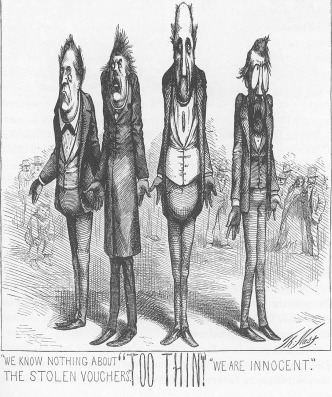 A fine example of Nast's caricature technique. Too Thin, Harper's Weekly 30 September 1871. 