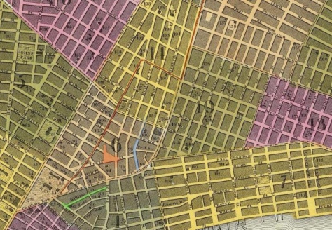Inset of 1846 map of "City of New York, published by S. Augustus Mitchell. Creative Commons License - obtained a t David Rumsey Historical Maps